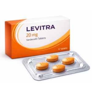 Generic Vardenafil tablets blister pack with orange tablets for erectile dysfunction support